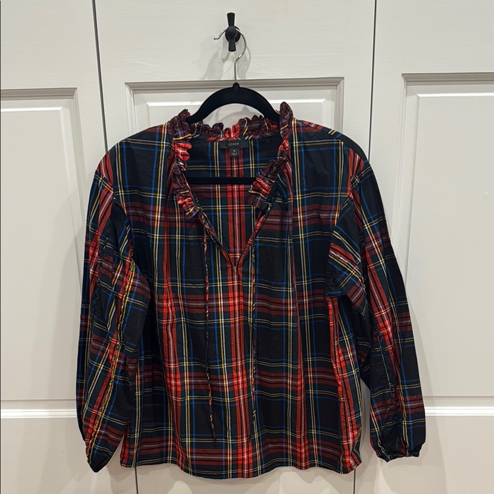 Plaid Ruffle Collar Blouse